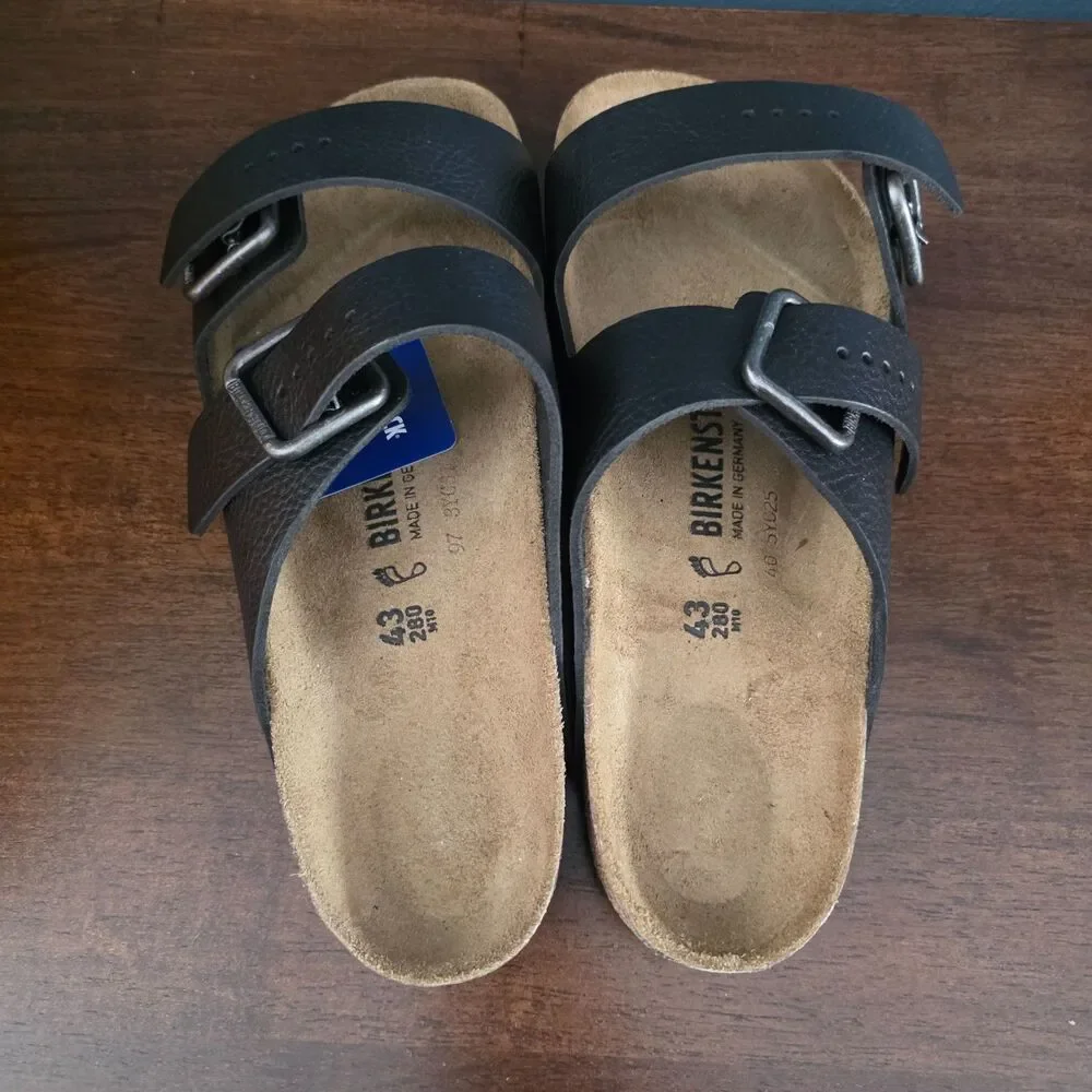 Birkenstock Arizona Wired buckle Vintage wood black Sandals 43 US Mens 10 R NIB